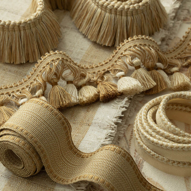 An assortment of Springfield Trimmings in Ochre